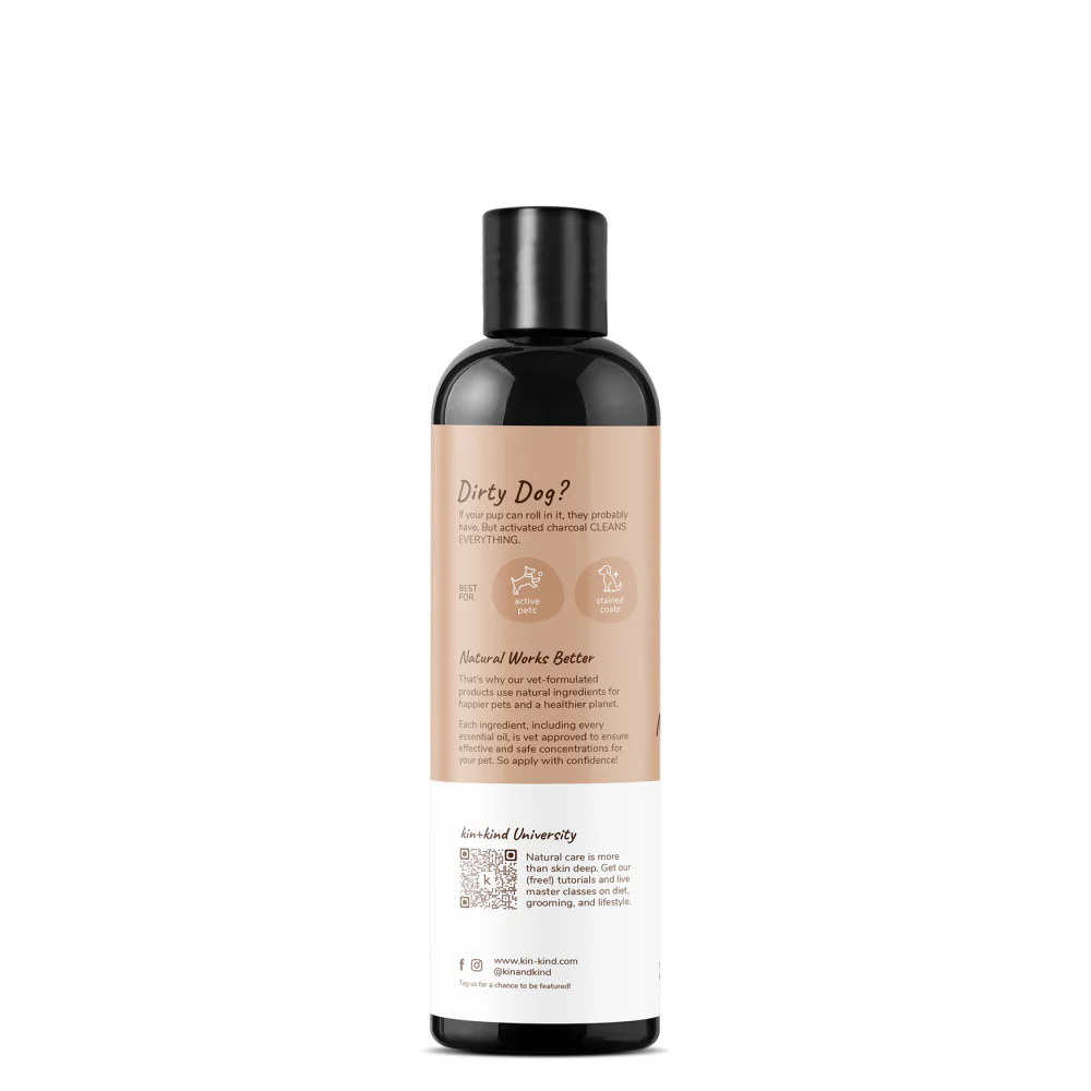 kin+kind Dog Shampoo - Deep Clean, Dirt & Odor Remover w/Activated Charcoal for Dogs, Gentle Formula w/Natural Aloe, Olive Oil & Coconut Oil, Pet Care & Grooming Products, Almond & Vanilla, 12 fl oz - Image 3