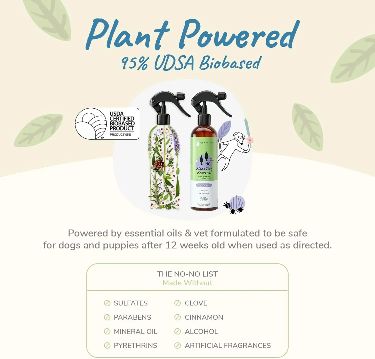 kin+kind | Plant-Based Flea and Tick Spray for Dogs (12 fl oz) | Lavender - Image 6