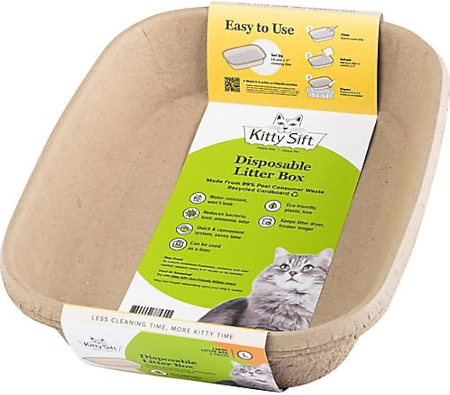 Kitty Sift Sustainable & Disposable Cat Litter Boxes, 3 Count - Image 3