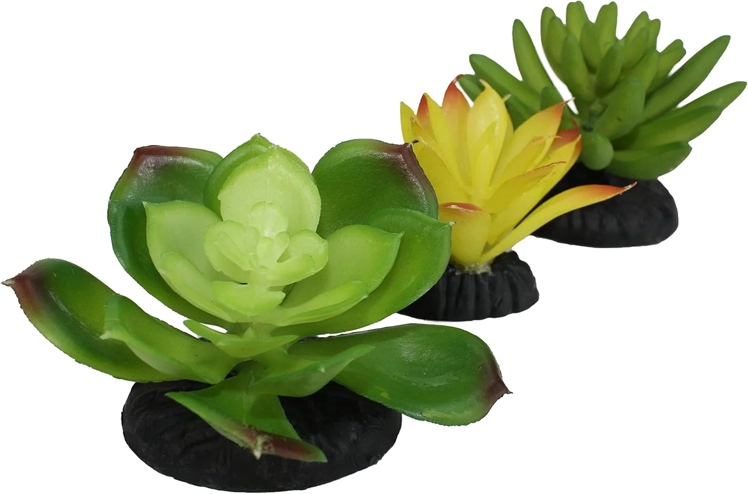 Komodo Reptile Terrarium Succulent 3PK Yellow/Green Plants | Natural Looking Artificial Aquarium Ornament & Habitat Decoration Accessory with Weighted Base - Image 6