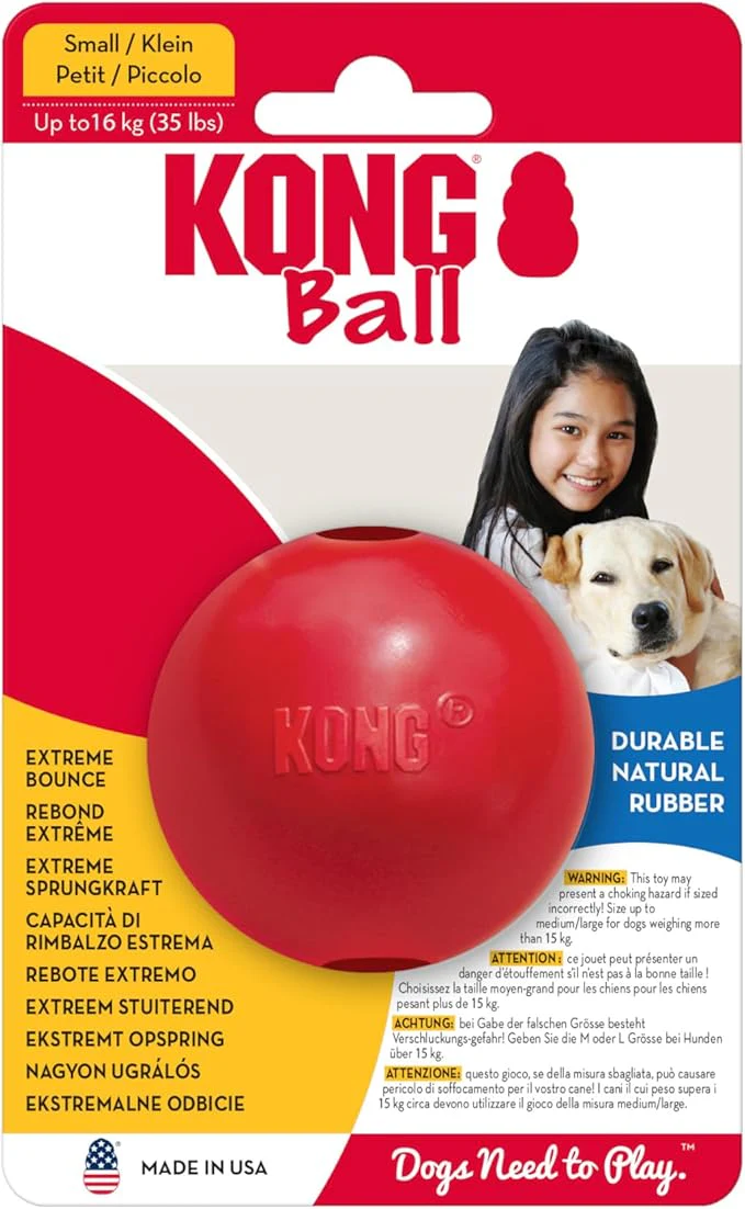 KONG Ball with Hole - Durable Dog Fetch Toy for Training, Interactive Playtime & More - Classic KONG Natural Rubber Ball - Red - Image 11