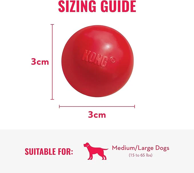 KONG Ball with Hole - Durable Dog Fetch Toy for Training, Interactive Playtime & More - Classic KONG Natural Rubber Ball - Red - Image 4