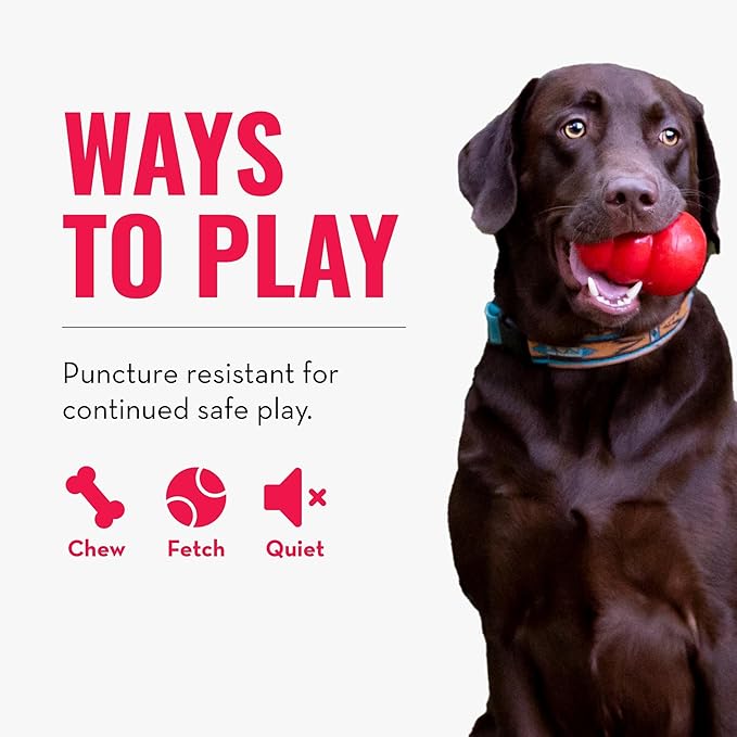 KONG Ball with Hole - Durable Dog Fetch Toy for Training, Interactive Playtime & More - Classic KONG Natural Rubber Ball - Red - Image 5