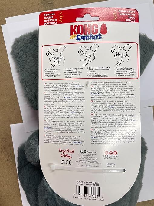 KONG Comfort Kiddos Jumbo Elephant Squeak Dog Toy - Image 5