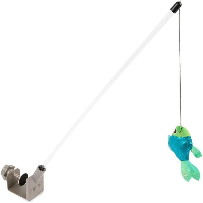 KONG Connects Angler Door Teaser - Wand Fishing Pole with Plush Crinkle Fish Filled with Catnip - Cat Toy - Image 2