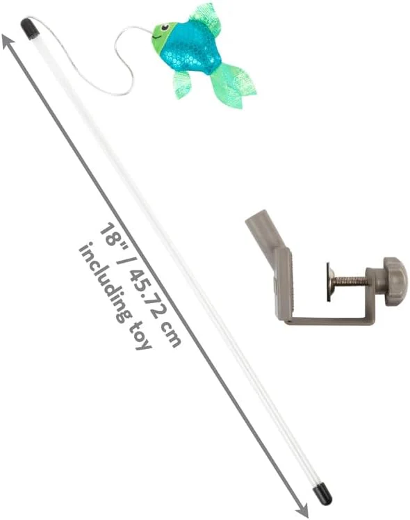 KONG Connects Angler Door Teaser - Wand Fishing Pole with Plush Crinkle Fish Filled with Catnip - Cat Toy - Image 3