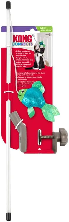 KONG Connects Angler Door Teaser - Wand Fishing Pole with Plush Crinkle Fish Filled with Catnip - Cat Toy - Image 4