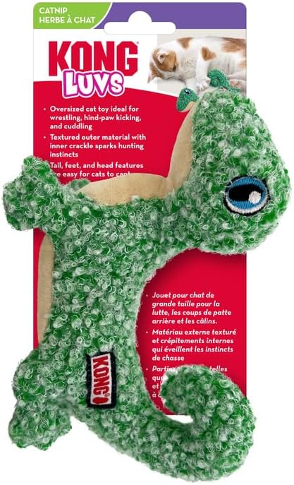 KONG Luvs Crinkle Textured Cat Toy Stuffed with Catnip (Lizard) - Image 5
