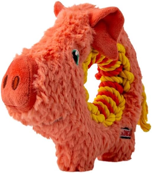 KONG Ringaroos - Interactive Rope Ring Dog Toy with Plush Squeaker - for Fetch, Tug & Cuddle - Image 6