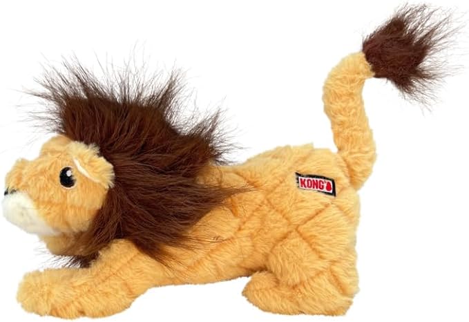 KONG Scampers Wildlife Plush Dog Toy with Low Tone Squeaker (Lion) - Image 3