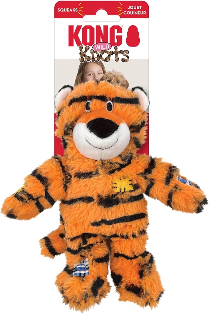 KONG Wild Knots Tiger Dog Toy – Durable Knotted Ropes Inside, Minimal Stuffing for Less Mess – Soft & Strong Chew Toy for Dogs - Image 3