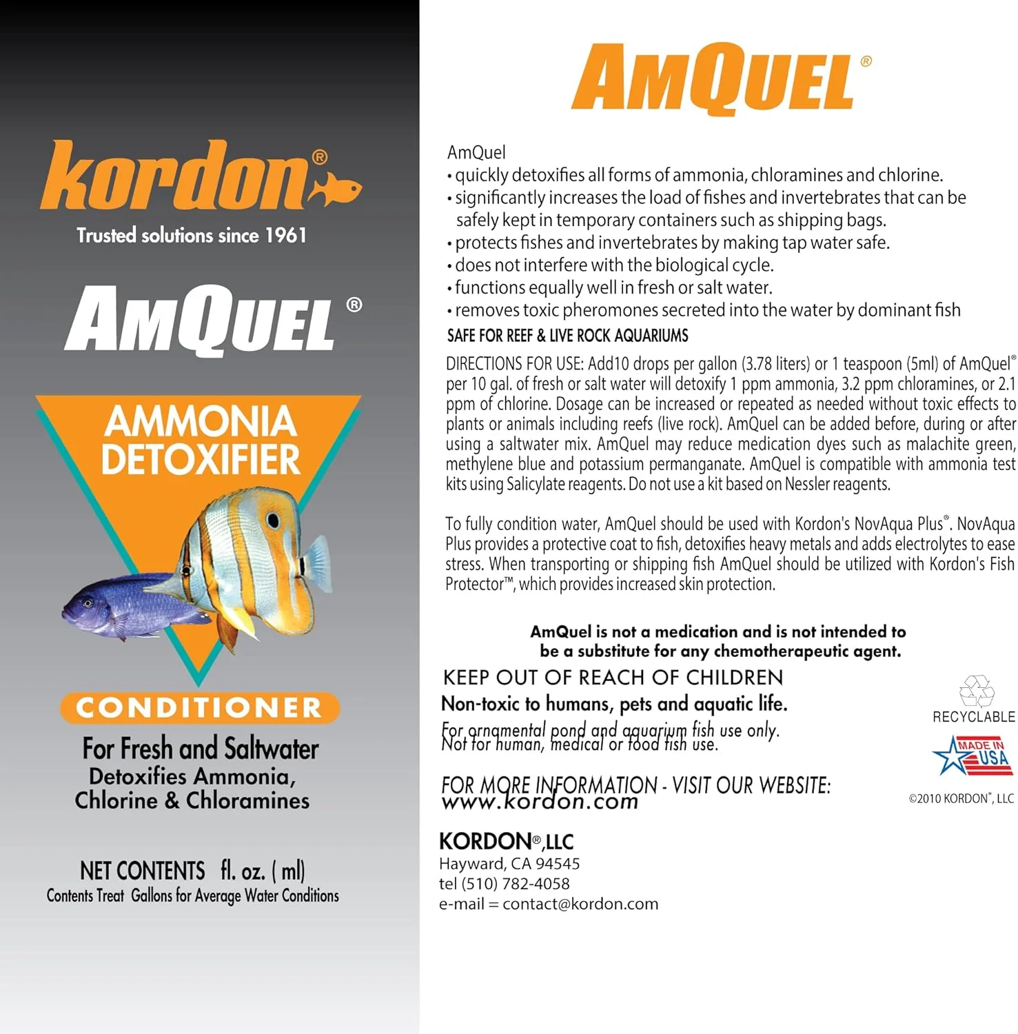 KORDON #31275 AmQuel Ammonia Control & Detoxifies Chloramine for Aquarium, 5-Gallon - Image 8