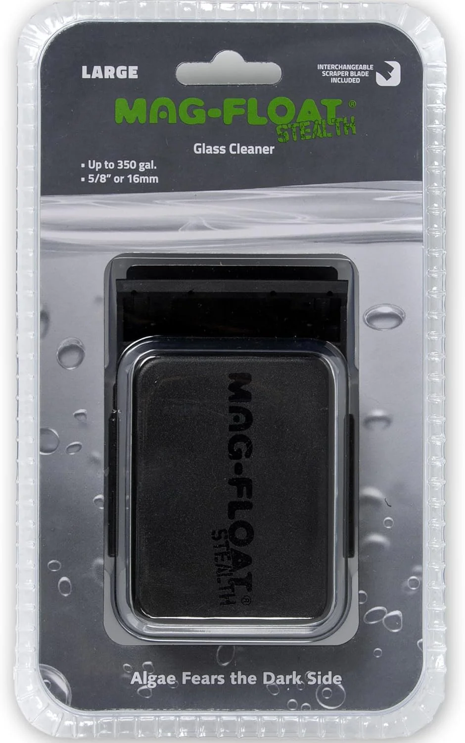 Large Black Stealth Glass Magnet Aquarium Scraper Cleaner with Blade - Floating Magfloat Magnetic Cleaning Tool - Image 2