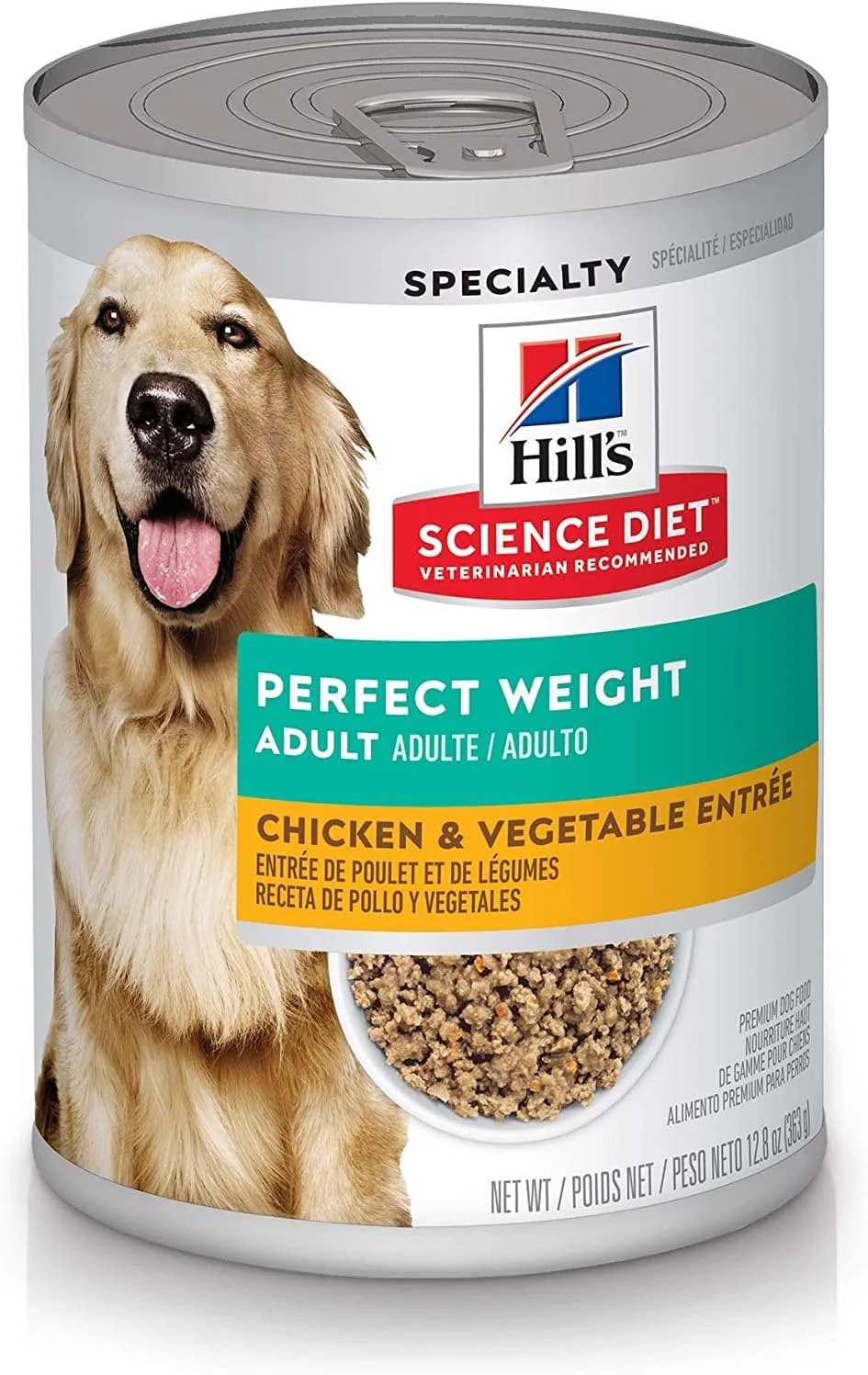 Hill's Science Diet Perfect Weight, Adult 1-6, Weight Management Support, Wet Dog Food, Chicken & Vegetables Loaf, 12.8 oz Can, Case of 12 - Image 4