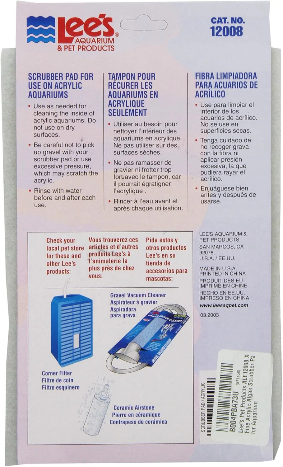 Lee's Pet Products ALE12008 Xl Fine Acrylic Algae Scrubber Pad for Aquarium - Image 3