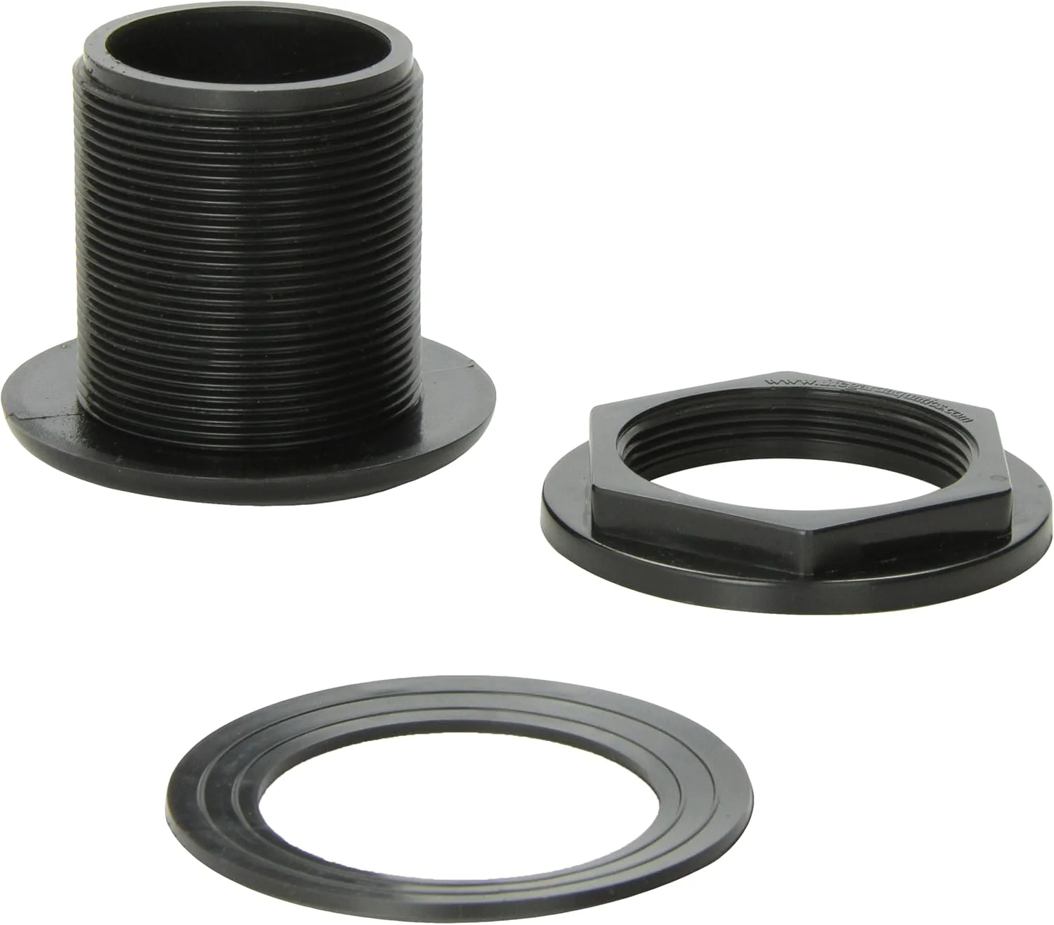 Lifegard Aquatics Standard Threaded Bulkhead Kit for Fish Aquariums – High-Impact Resistant PVC – Includes Bulkhead Fitting, Gasket, Lock Nut – Jet Black - Image 2