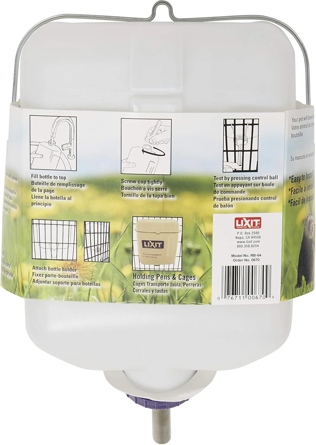 Lixit Widemouth Cage Water Bottles for Rabbits, Ferrets, Guinea Pigs, Rats and Other Small Animals. (White, 64 Ounce) - Image 4