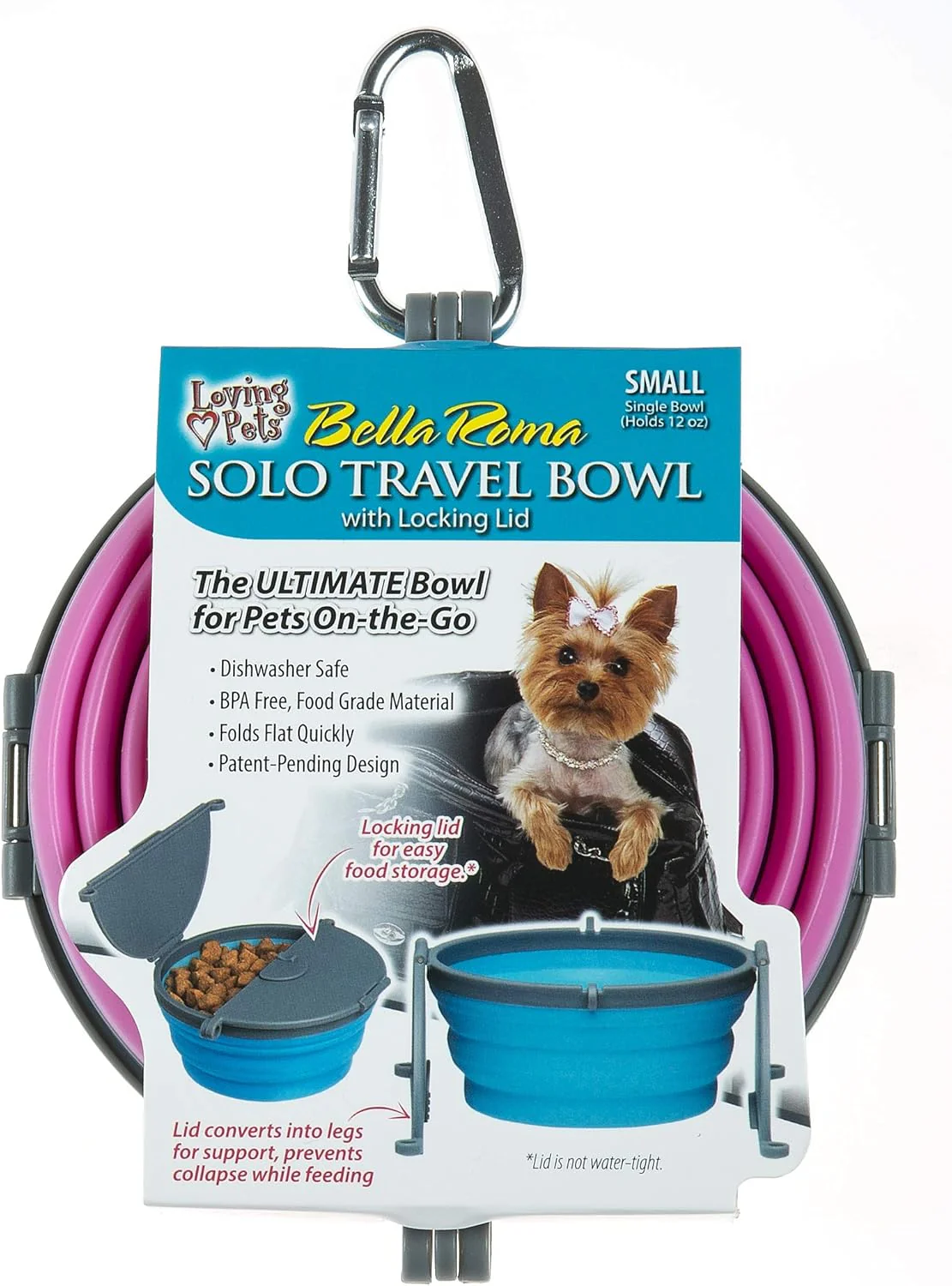 Loving Pets - Bella Roma Portable Travel Dog Bowl Collapsible Dog Food & Water Bowl (Pink) - Image 6