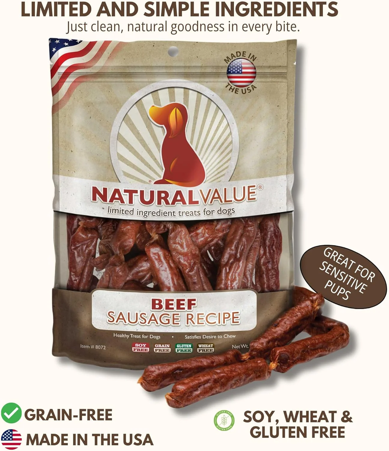 Loving Pets Natural Value All Natural Soft Chew Beef Sausages For Dogs - Image 2