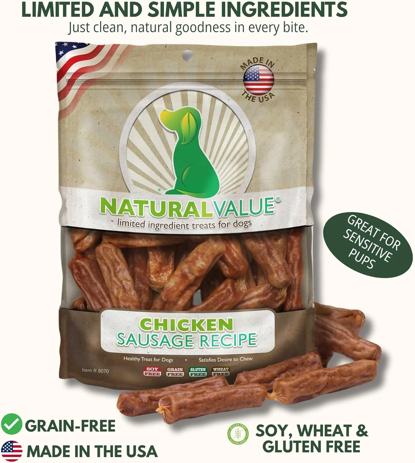 Loving Pets Natural Value Chicken Sausages - Soft Jerky Dog Treats for Large & Small Breeds - Healthy Gluten, Wheat, Soy & Grain Free Pet Treats for Dogs - Image 3