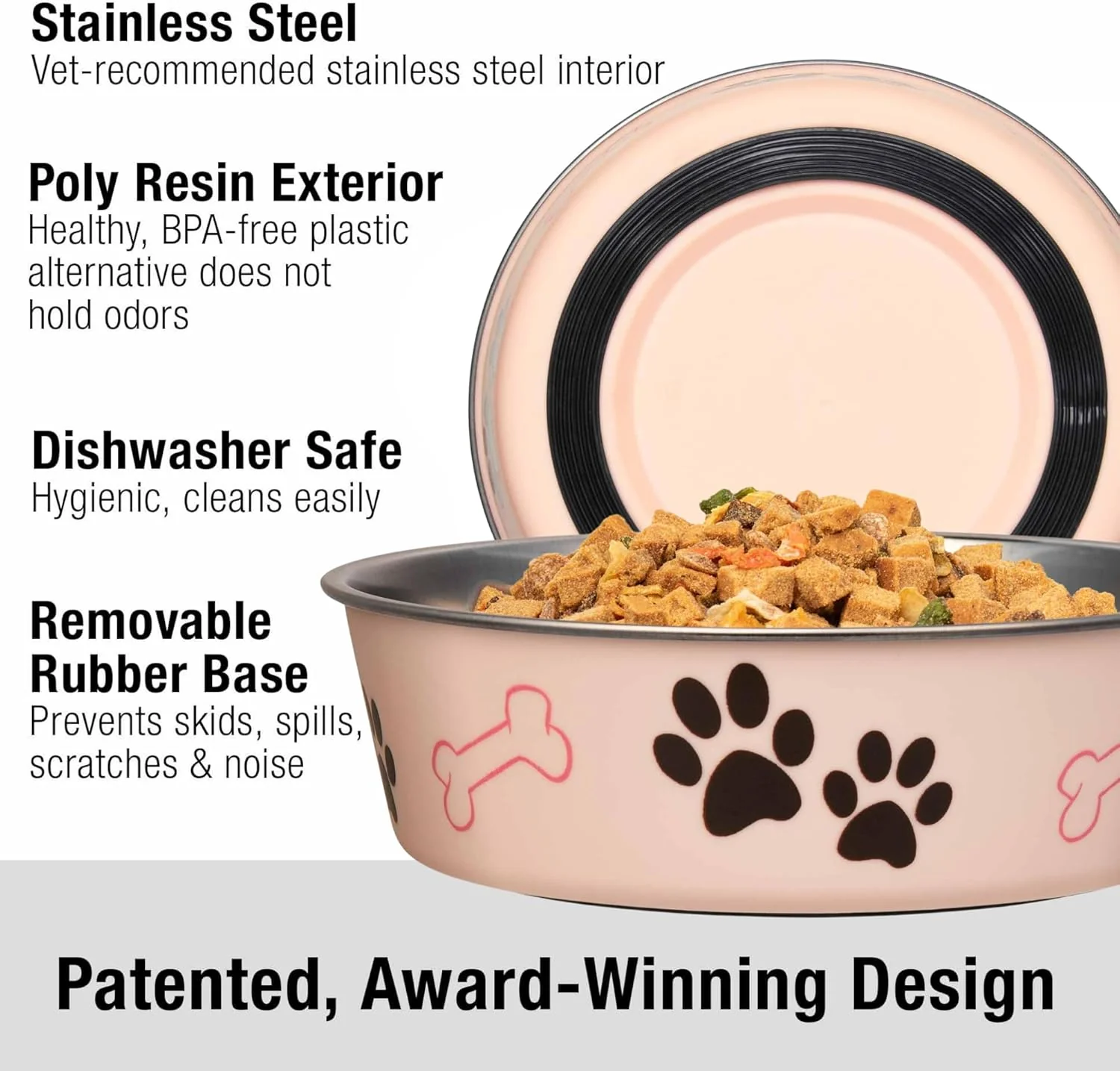 Loving Pets Bella Dog Bowls- Stainless Steel Dog & Cat Bowls - Spill Proof Dog Food Bowl, Cat Bowl, Puppy Essentials & Pet Supplies Great for Home & Travel - Image 2