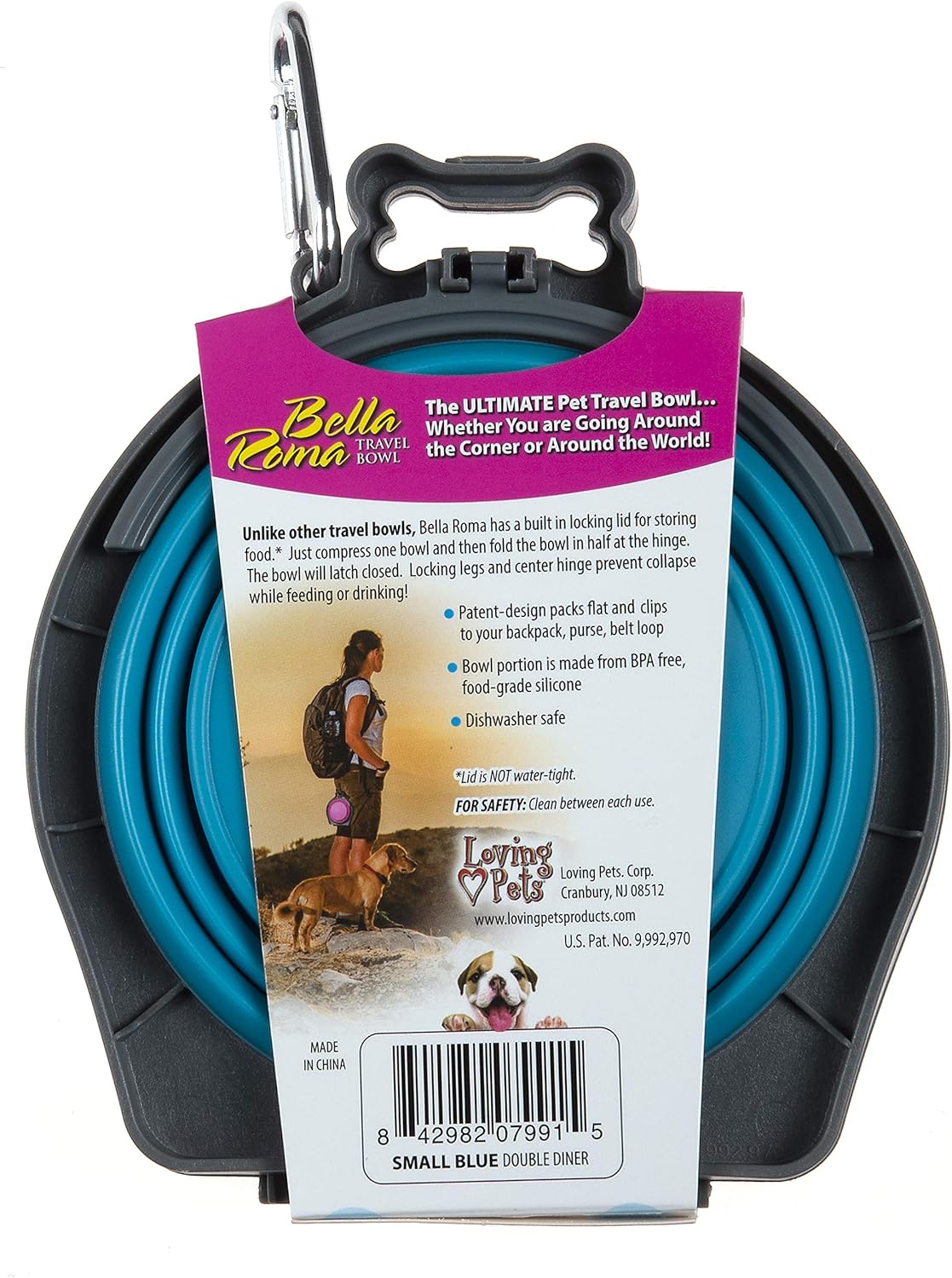Loving Pets Travel Double Diner Dog Bowl, Blue - Image 6