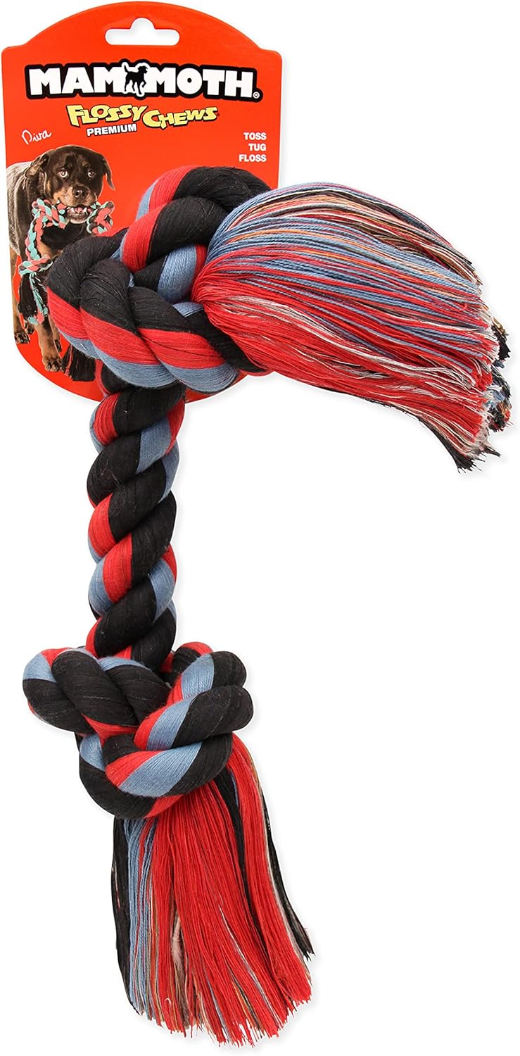 Mammoth Pet Products Flossy Chews Color Rope Bone-Premium Cotton-poly Rope Toy for Dogs-Bone Dog Rope Toy-Interactive Dog Tug Toy-Tug Dog Chew Toy for Large-X-Large Dogs-Colossal - Image 2