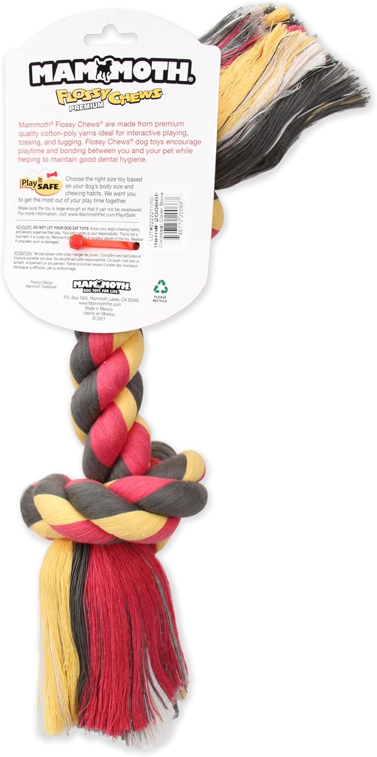 Mammoth Pet Products Flossy Chews Color Rope Bone-Premium Cotton-poly Rope Toy for Dogs-Bone Dog Rope Toy-Interactive Dog Tug Toy-Tug Dog Chew Toy for Large-X-Large Dogs-Colossal - Image 3