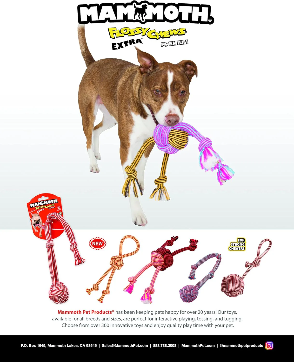 Mammoth Pet Products Extra Flossy Chew Monkey Fist Tug w/Loop Handle Dog Toy - Image 3