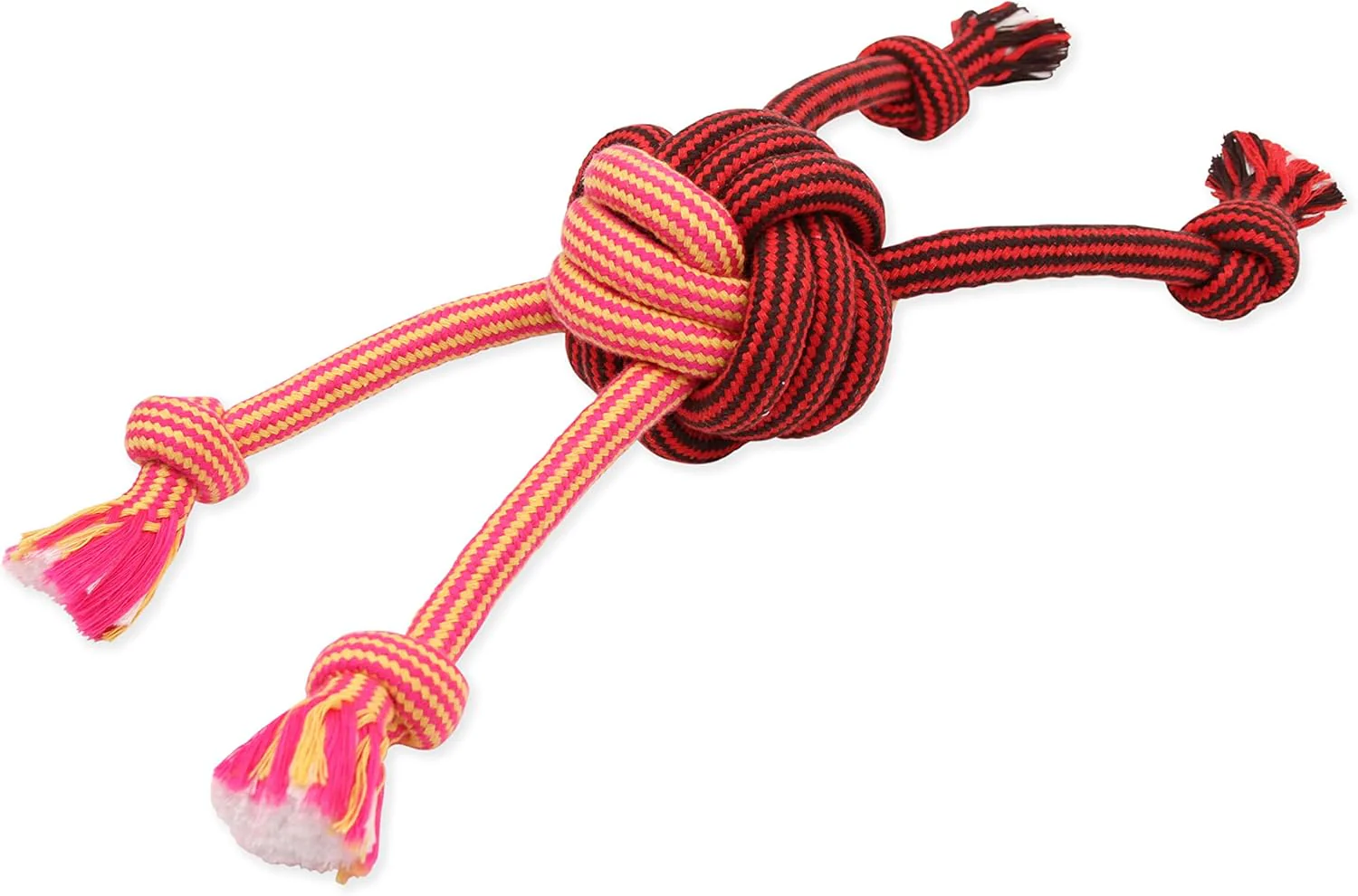 Mammoth Pet Products Flossy Chews Premium Cotton-Poly Extra Monkey Fist Ball with Rope Ends, Assorted Colors