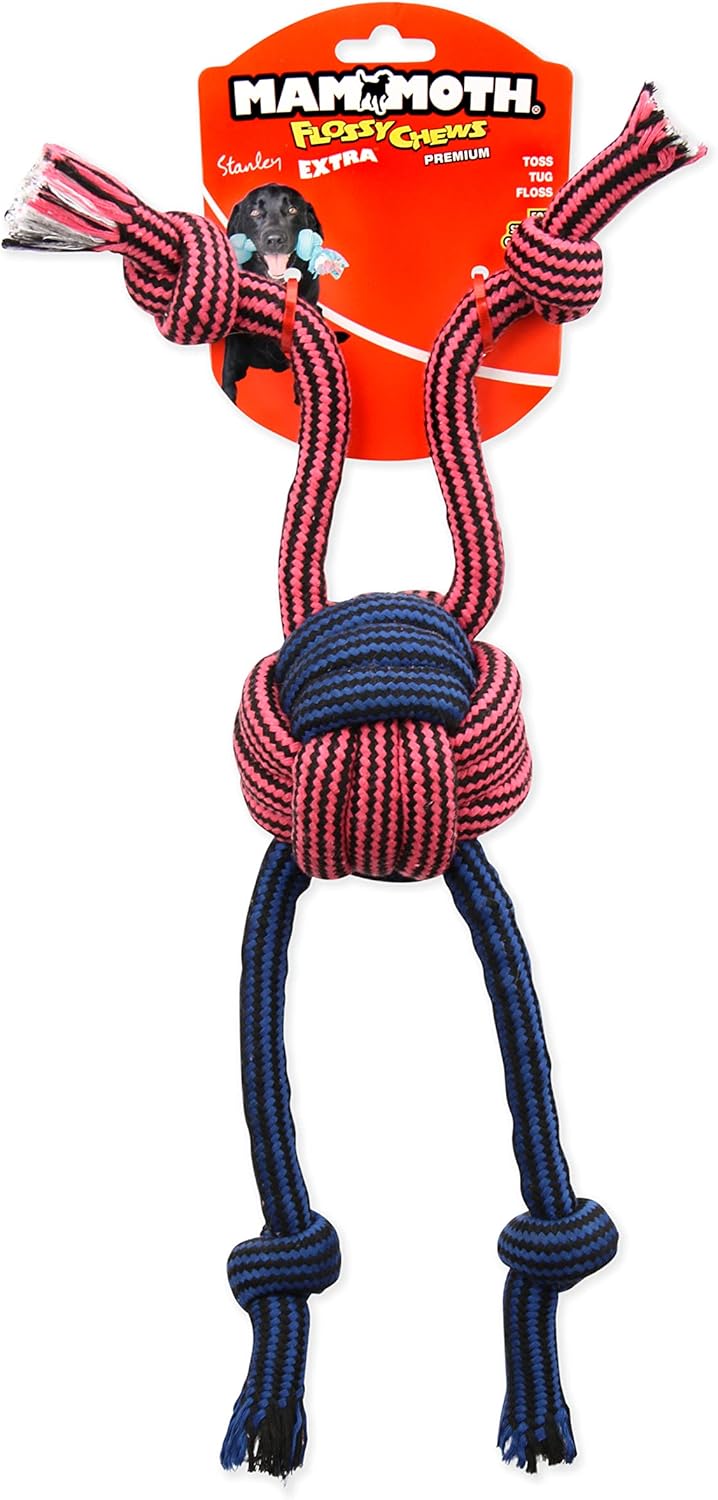 Mammoth Pet Products Flossy Chews Premium Cotton-Poly Extra Monkey Fist Ball with Rope Ends, Assorted Colors - Image 6
