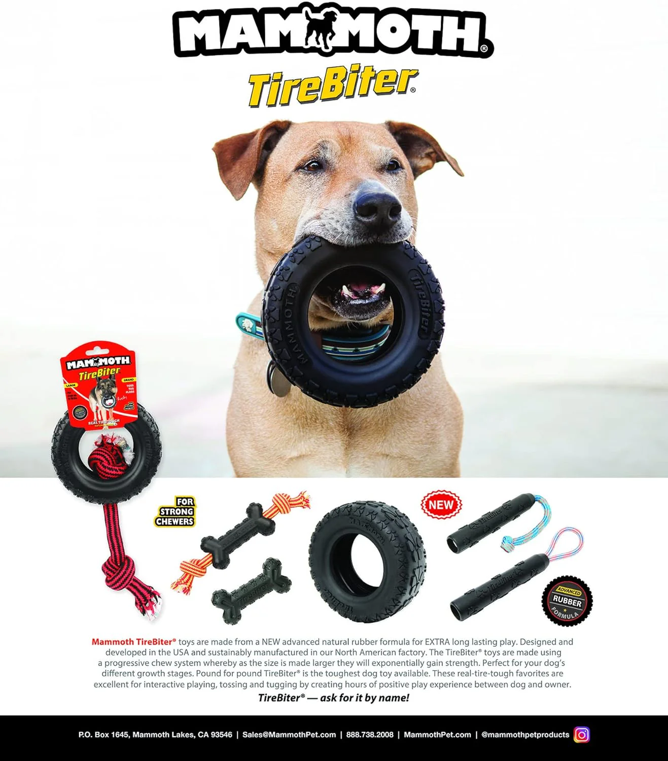 Mammoth TireBiterII Bone with Treat Station – Natural Rubber Dog Toys for Extreme Chewers – Dog Toys for Extra Long Interactive Play – Aggressive Chewer Toys for Dogs - Large 7.25 - Image 5