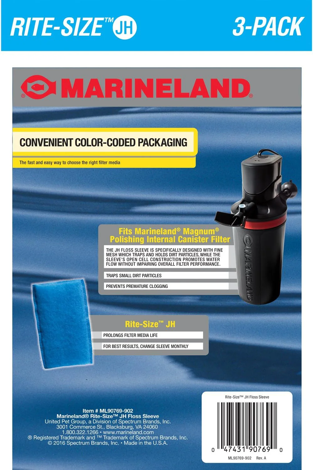 Marineland ML90769 JH Floss Sleeve Magnum Polishing Internal Filter (3 Pack) - Image 2