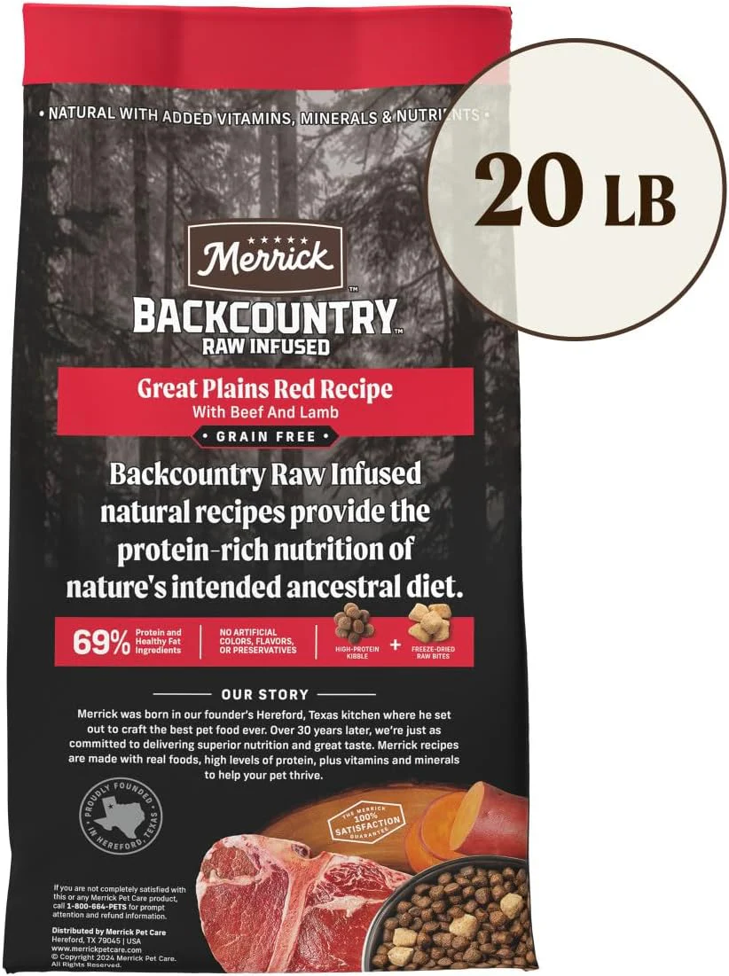Merrick Backcountry Grain Free Dry Adult Dog Food Kibble With Freeze Dried Raw Pieces, Great Plains Red Recipe - Image 6