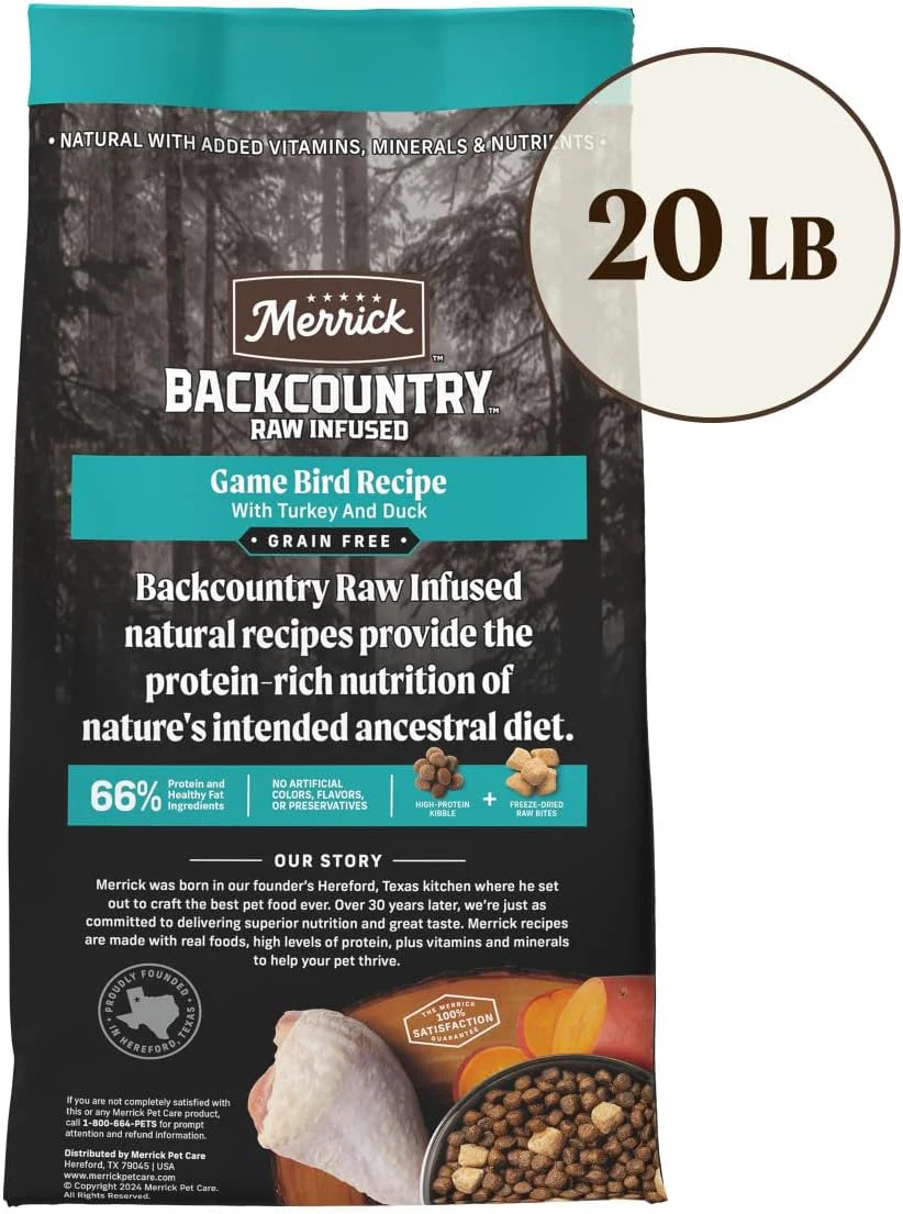 Merrick Backcountry Grain Free Dry Adult Dog Food, Kibble With Freeze Dried Raw Pieces, Game Bird Recipe - Image 6