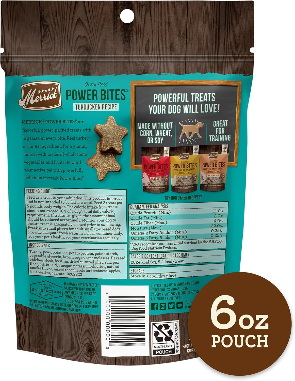 Merrick Power Bites Natural Soft And Chewy Real Meat Dog Treats, Grain Free Snack, Real Turducken Recipe - Image 6