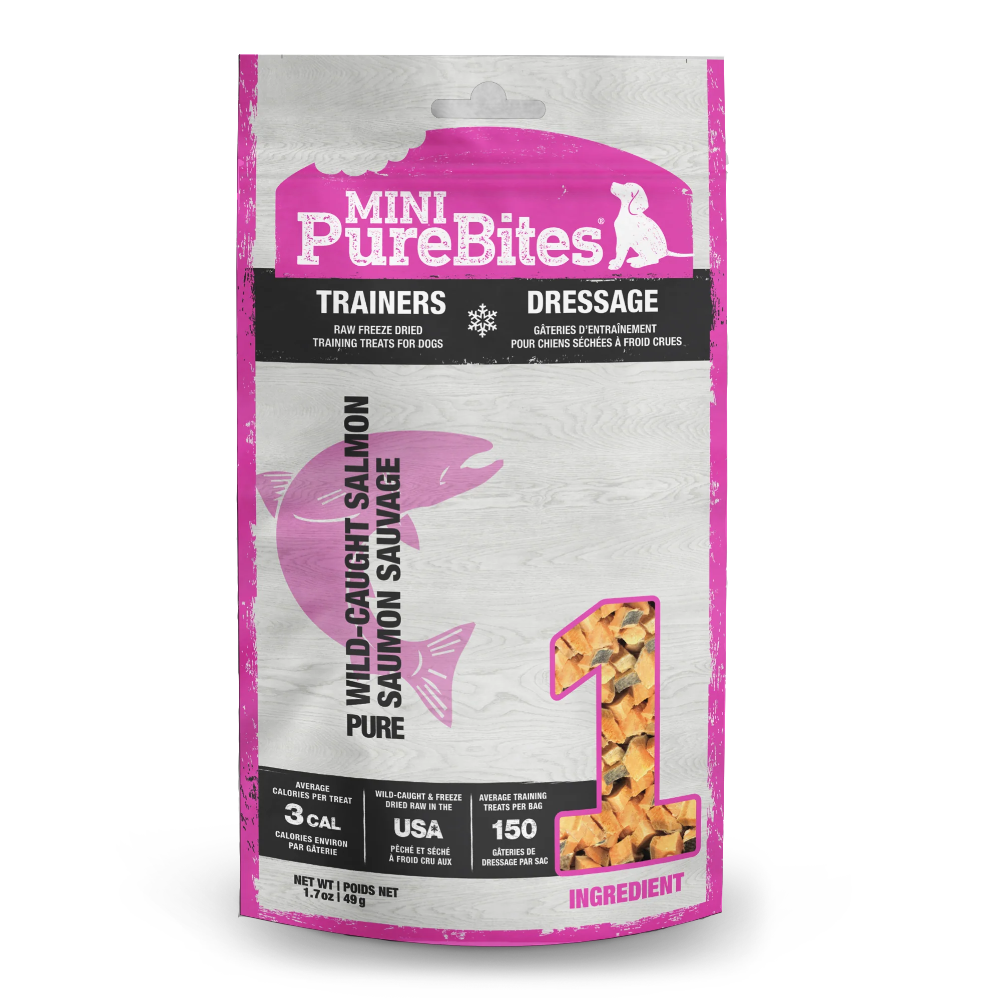 PureBites Mini Salmon Freeze Dried Dog Treats, 1 Ingredient, Made in USA