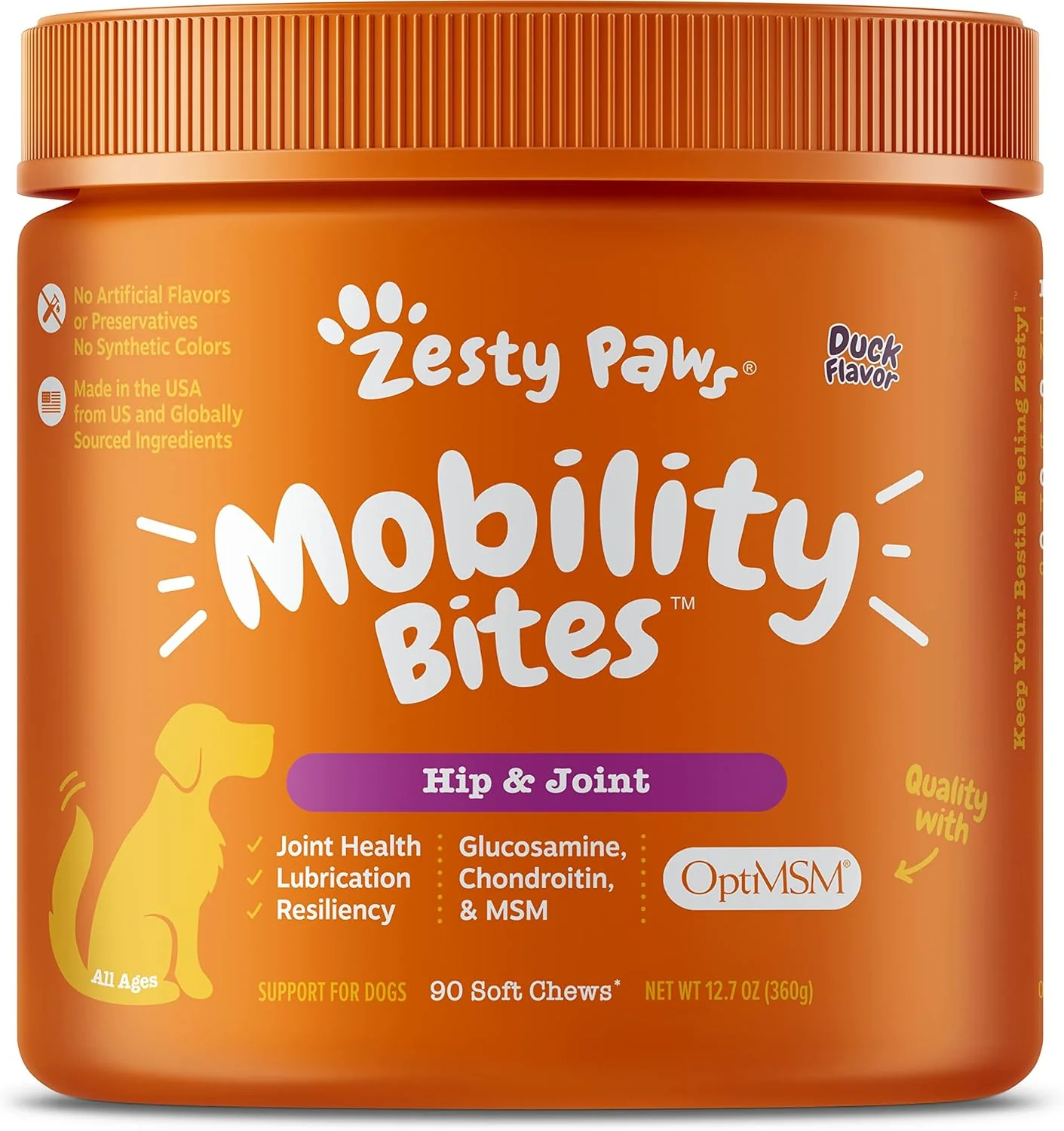 Mobility Bites for Dogs, Hip and Joint, All Ages, Duck, 90 Soft Chews, 12.7 oz (360 g)