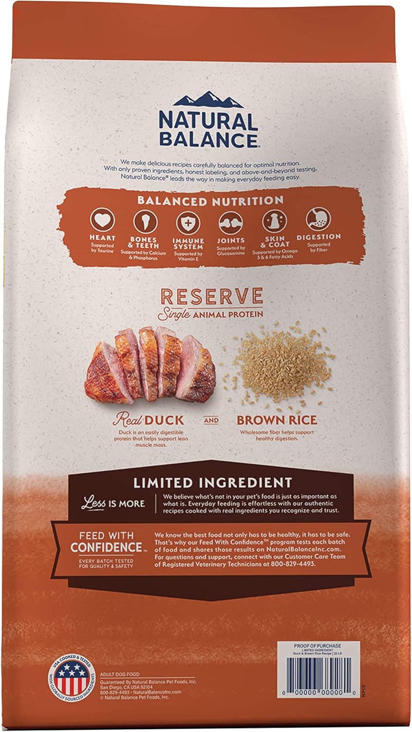 Natural Balance Limited Ingredient Adult Dry Dog Food with Healthy Grains, Reserve Duck & Brown Rice Recipe, 22 Pound (Pack of 1) - Image 2