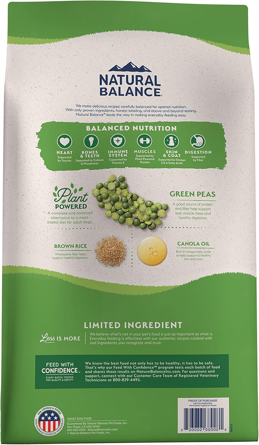 Natural Balance Limited Ingredient Adult Dry Dog Food with Vegan Plant Based Protein and Healthy Grains, Vegetarian Recipe, 12 Pound (Pack of 1) - Image 2