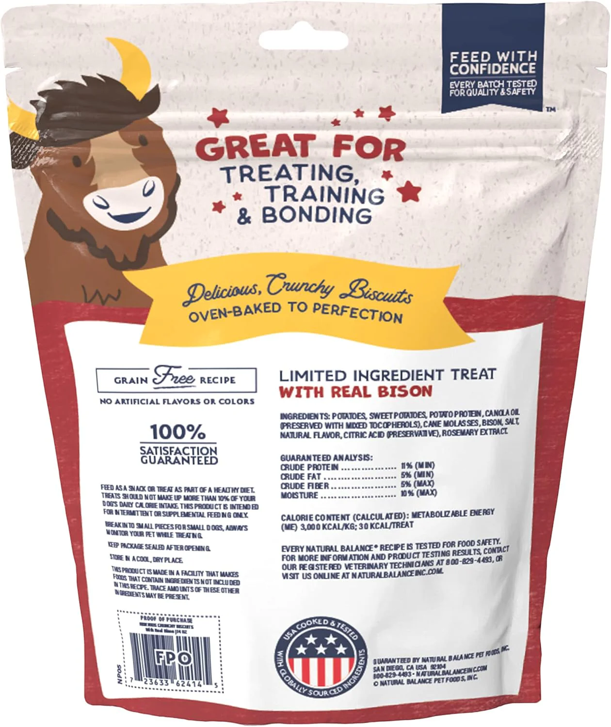 Natural Balance Limited Ingredient Rewards Crunchy Biscuits, Grain-Free Dog Treats for Adult Dogs of All Breeds, Sweet Potato & Bison Recipe, 14 Ounce (Pack of 1) - Image 3