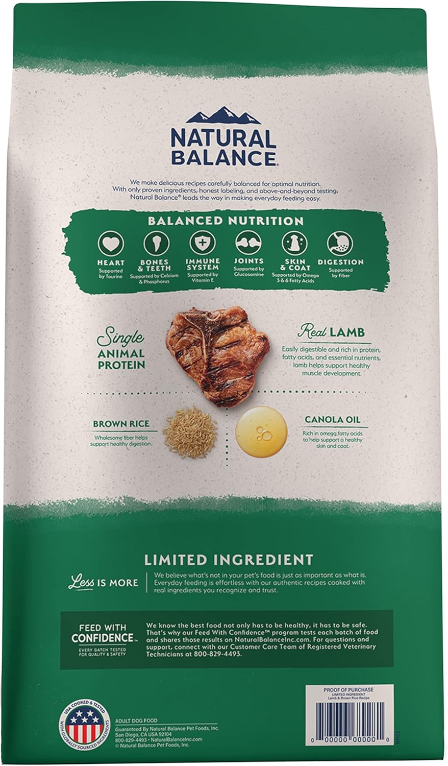 Natural Balance Limited Ingredient Adult Dry Dog Food with Healthy Grains, Lamb & Brown Rice Recipe, 12 Pound (Pack of 1) - Image 2