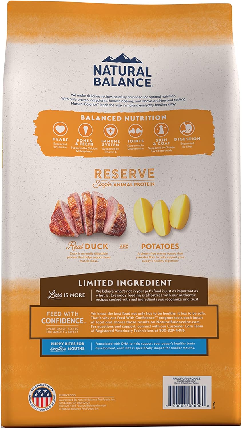 Natural Balance Limited Ingredient Puppy Grain-Free Dry Dog Food, Reserve Duck & Potato Recipe, 12 Pound (Pack of 1) - Image 2