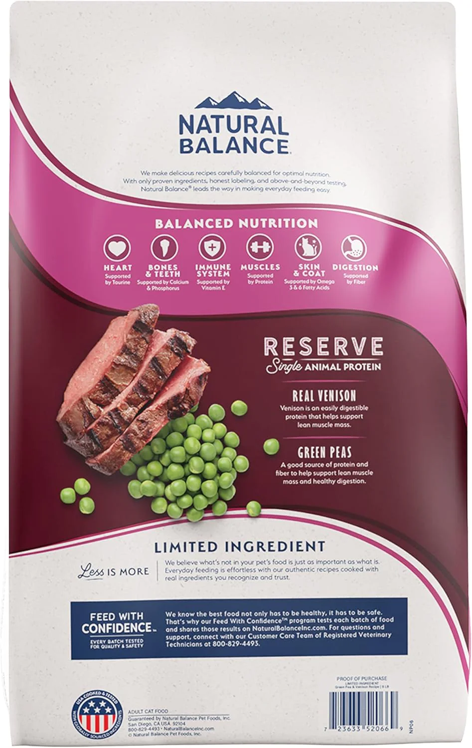 Natural Balance Limited Ingredient Adult Grain Free Dry Cat Food, Reserve Green Pea & Venison Recipe, 4 Pound (Pack of 1) - Image 2