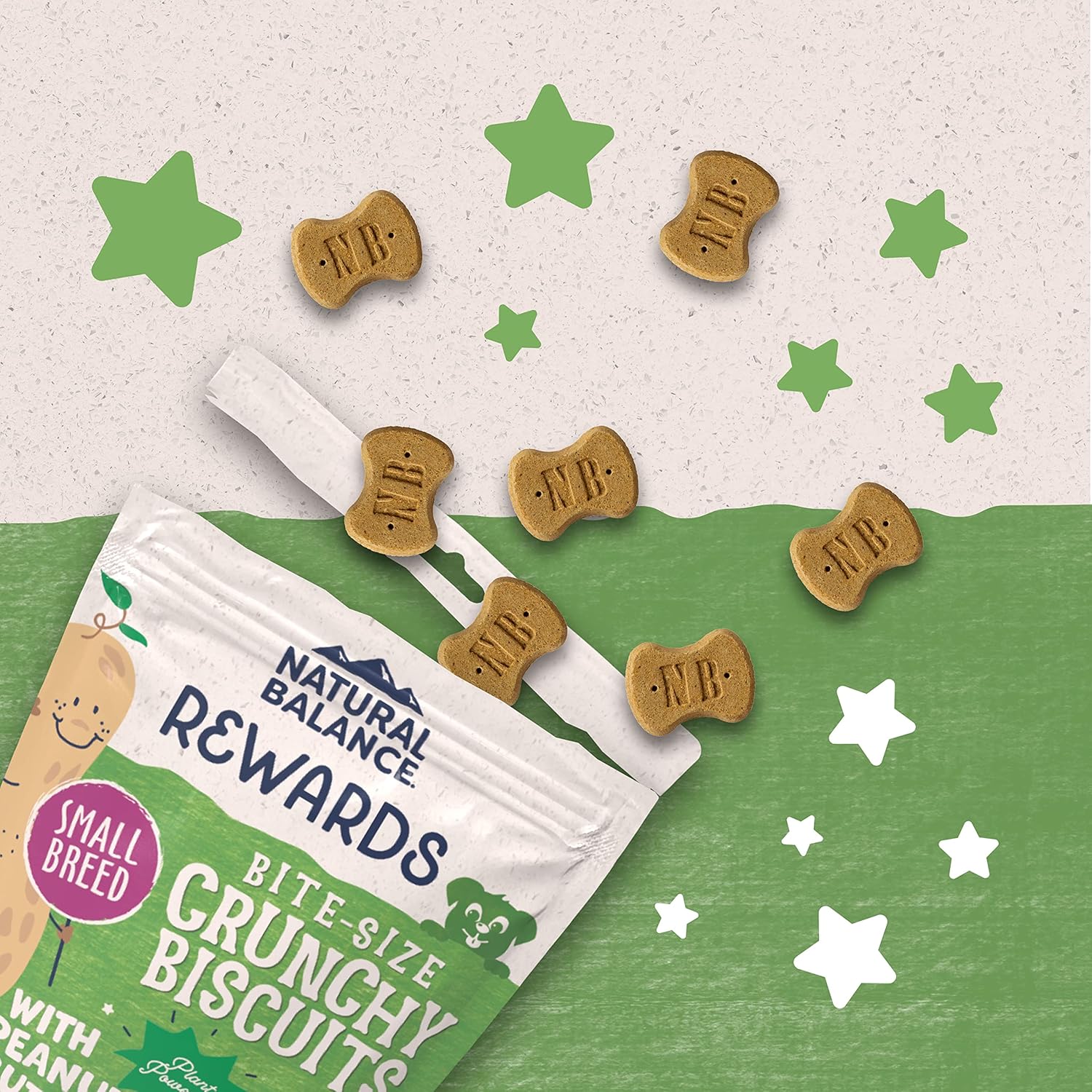 Natural Balance Limited Ingredient Rewards Crunchy Biscuits, Bite-Size Vegetarian Dog Treats for Small-Breed Adult Dogs, Peanut Butter Recipe, 8 Ounce (Pack of 1) - Image 3