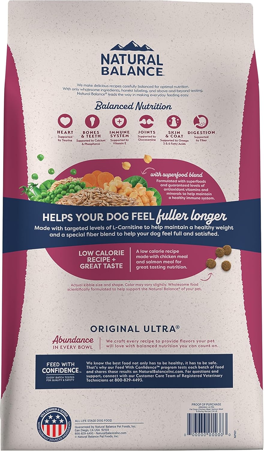 Natural Balance Original Ultra Fat Dogs Chicken Meal, Salmon Meal & Barley Recipe Adult Dry Dog Food, 24 lbs. - Image 2