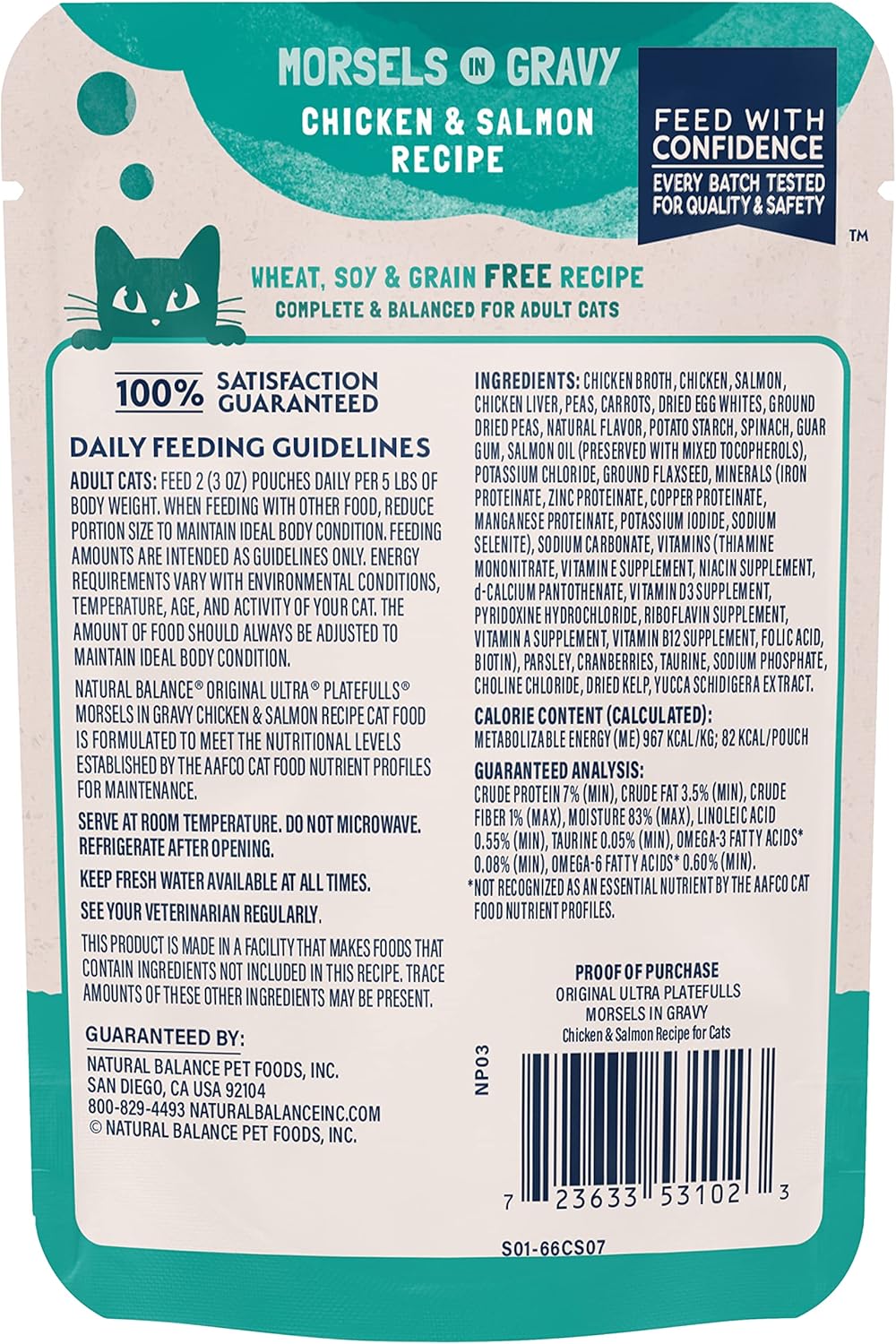 Natural Balance Original Ultra Platefulls Adult Grain-Free Wet Cat Food, Chicken & Salmon Recipe, 3 Ounce Pouch (Pack of 4) - Image 3