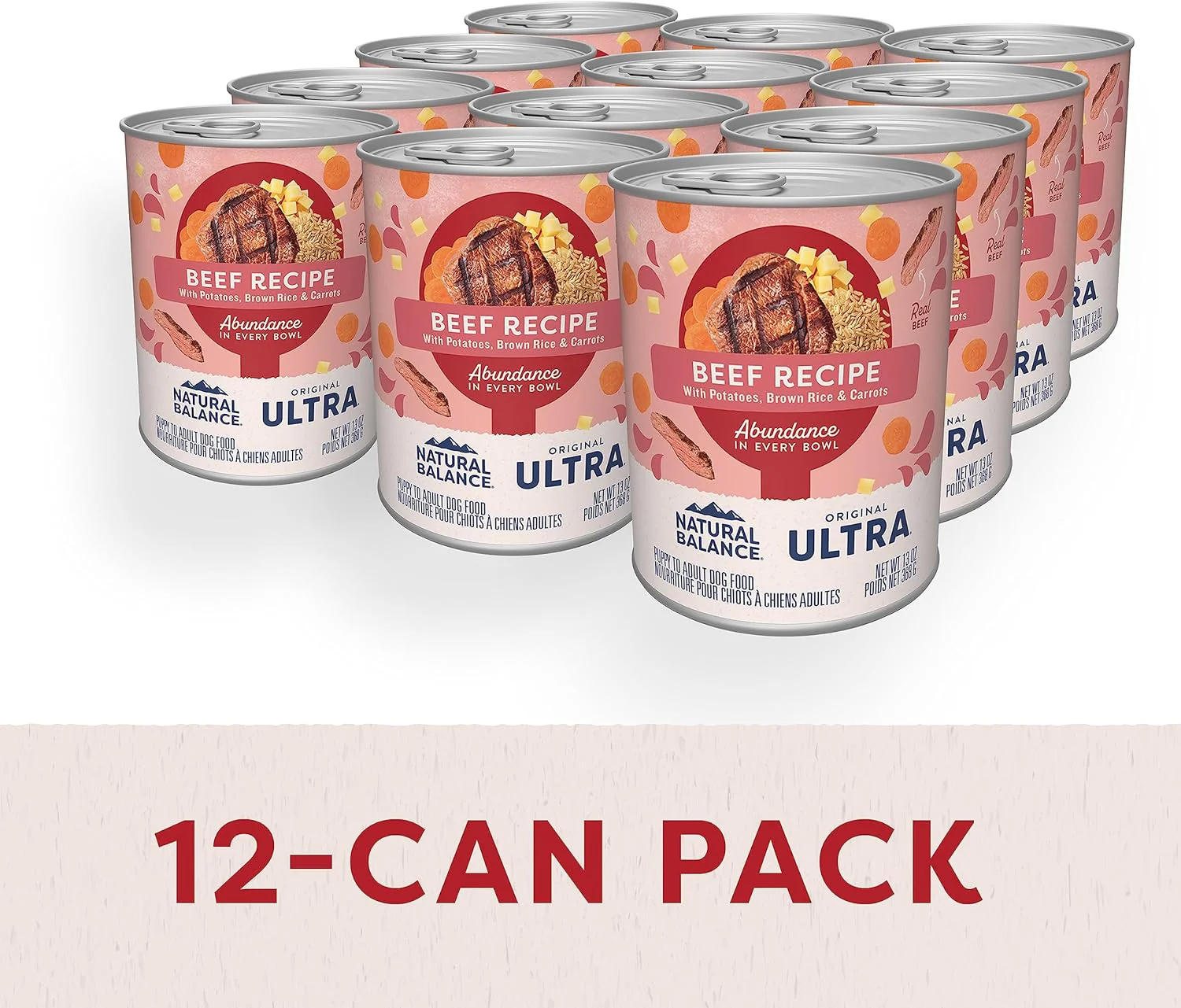 Natural Balance Ultra Premium Wet Dog Food, Beef Formula with Potatoes, Carrots & Brown Rice, 13 Ounce Can (Pack of 12) - Image 4