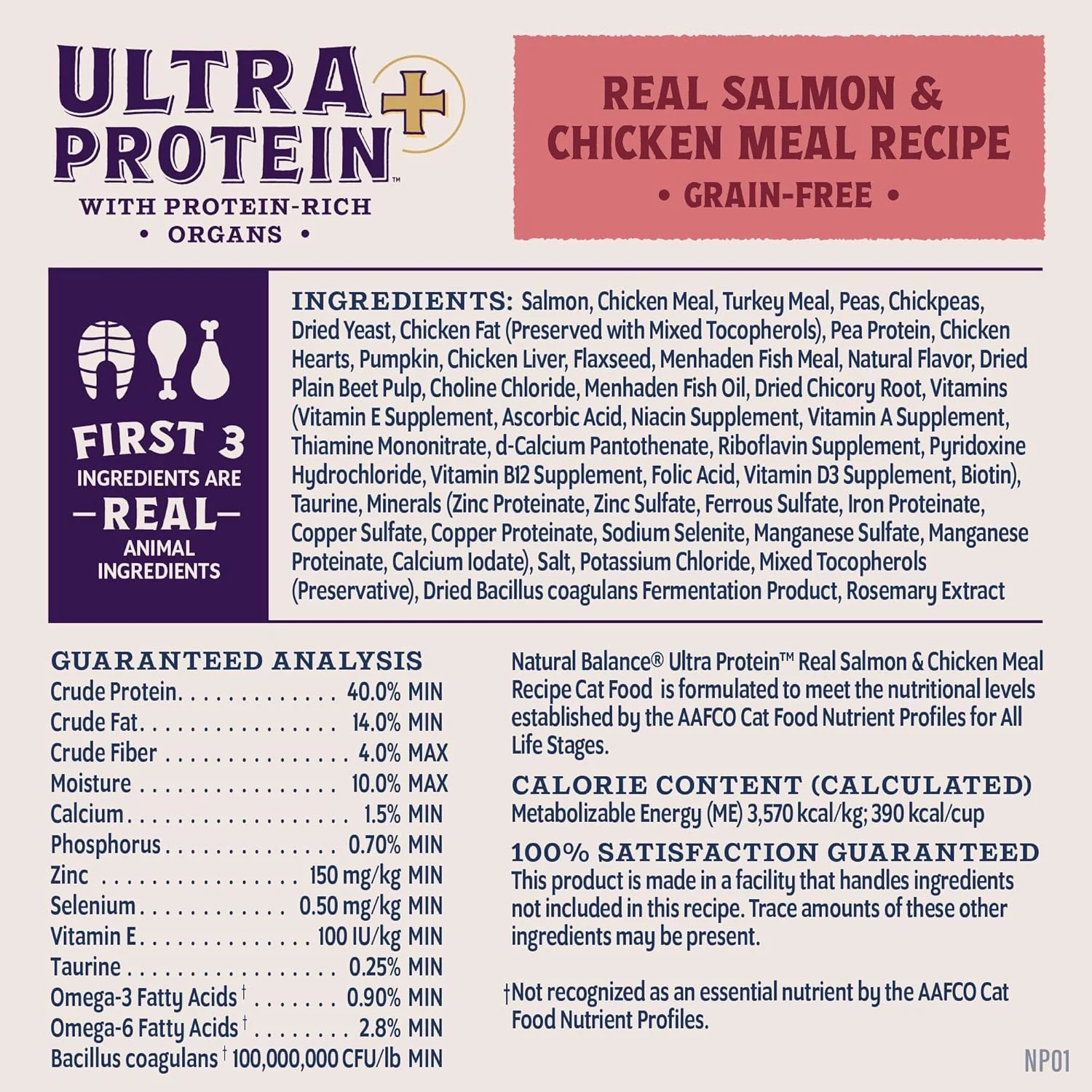 Natural Balance Ultra Protein Plus Dry Cat Food, Skin & Coat and Digestive Health, Real Salmon & Chicken Meal Recipe, 5 lbs. - Image 9