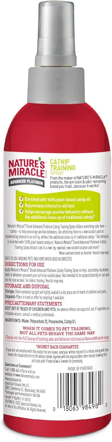 Natures Miracle Advanced Catnip Training Spray with Real Catnip Oil Attracts Cats and Encourages Positive Behavior, 8 Ounces - Image 2